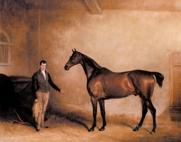 ジョン・ファーニーリー Painting - CNホッグス・クラクストン氏と馬小屋に乗る新郎 ジョン・ファーニーリー・シニア